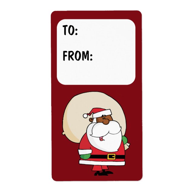 Black Santa Toy Sack Gift Label (Front)