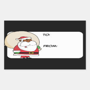 Black Santa Toy Sack Gift Tag Sticker