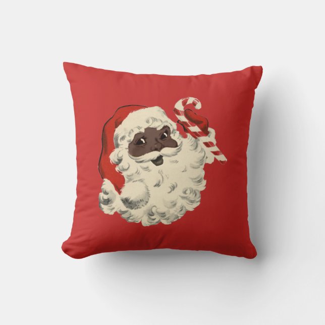 Black Santa with Candy Cane Cushion (Front)