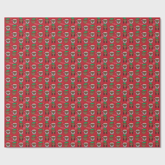 Black Santa Wrapping Paper (Flat)