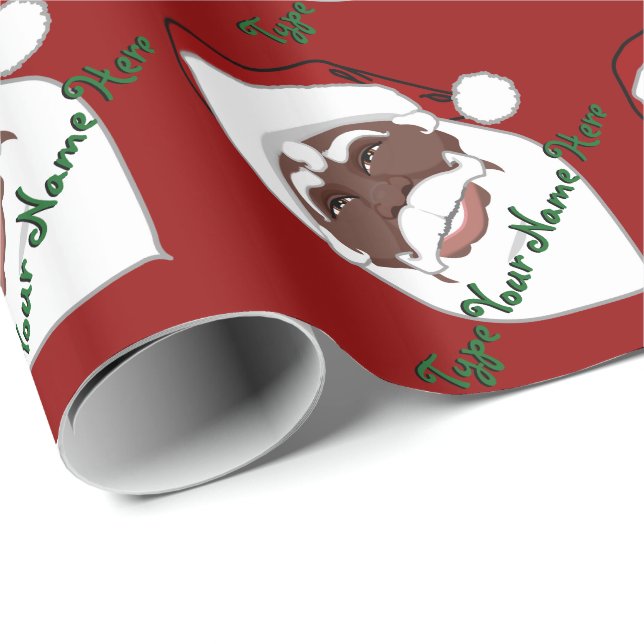 Black Santa Wrapping Paper Custom Christmas Paper (Roll Corner)