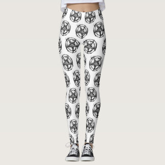 Black Satanic Pentagram Leggings