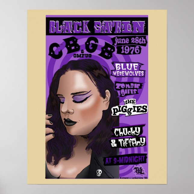 black satin 70's rock poster art (Front)