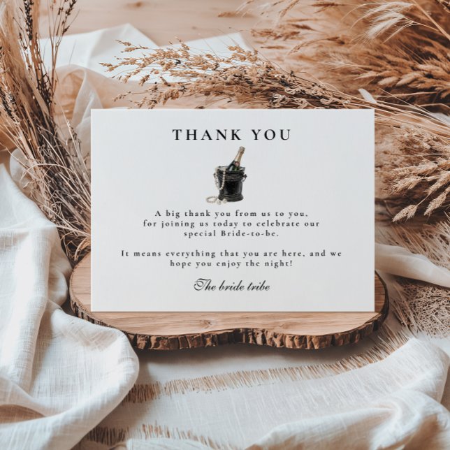 Black Satin Bow Pearls Bridal Shower Thank You Card (Creator Uploaded)