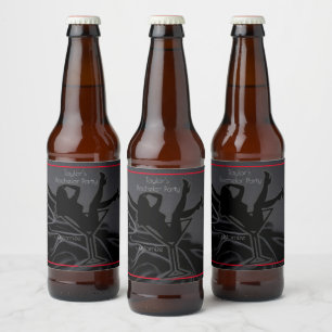 Black Satin Silhouette Bachelor Party Beer Bottle Label