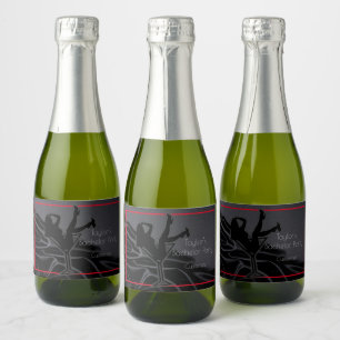 Black Satin Silhouette Bachelor Party Sparkling Wine Label