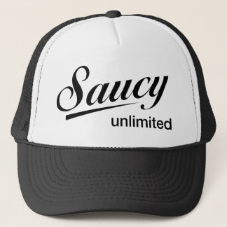 Black Saucy Unlimited logo Trucker Hat