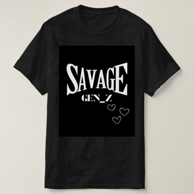 Black savage tshirt for gen-z half sleeves (Design Front)