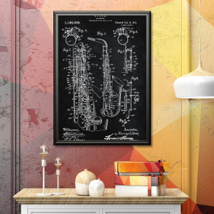Black   Saxophone Patent Poster