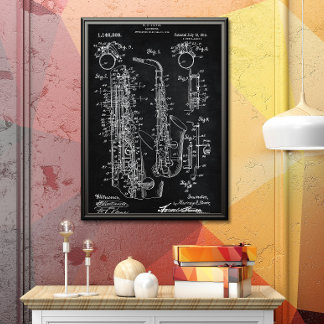 Black | Saxophone Patent Poster