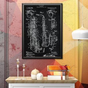 Black   Saxophone Patent Poster