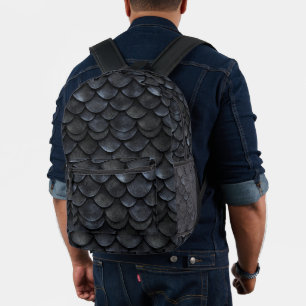 Black Scale Dark Fantasy Mermaid Printed Backpack