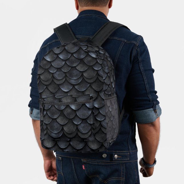 Black Scale Dark Fantasy Mermaid Printed Backpack (Insitu (Model))