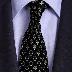 Black Scales of Justice Lawyer Tie