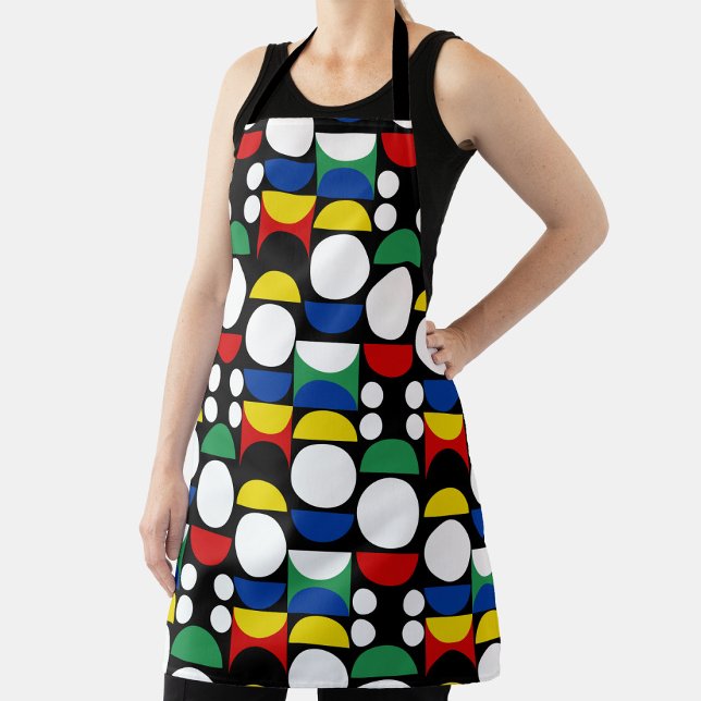 Black Scandinavian Bauhaus Mid-Century Pattern Apron (Creator Uploaded)