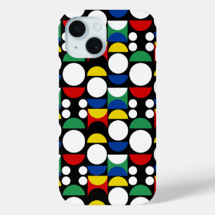 Black Scandinavian Bauhaus Mid-Century Pattern iPhone 15 Case