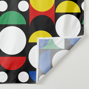 Black Scandinavian Bauhaus Mid-Century Pattern Fabric