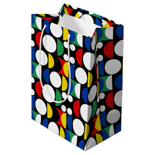 Black Scandinavian Bauhaus Mid-Century Pattern Medium Gift Bag