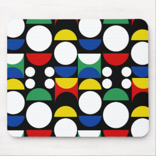 Black Scandinavian Bauhaus Mid-Century Pattern Mouse Pad