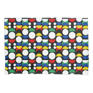 Black Scandinavian Bauhaus Mid-Century Pattern Pillowcase