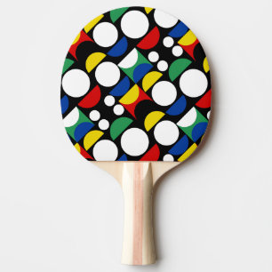 Black Scandinavian Bauhaus Mid-Century Pattern Ping Pong Paddle
