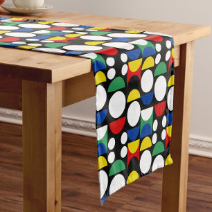 Black Scandinavian Bauhaus Mid-Century Pattern Short Table Runner