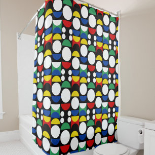 Black Scandinavian Bauhaus Mid-Century Pattern Shower Curtain