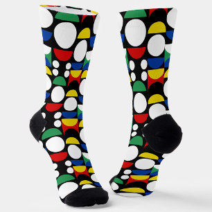 Black Scandinavian Bauhaus Mid-Century Pattern Socks