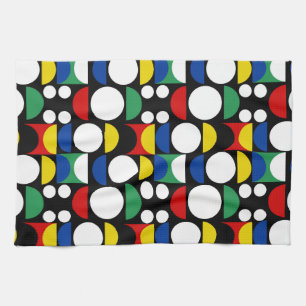 Black Scandinavian Bauhaus Mid-Century Pattern Tea Towel