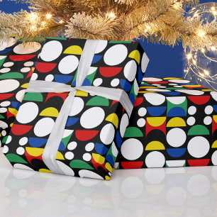 Black Scandinavian Bauhaus Mid-Century Pattern Wrapping Paper