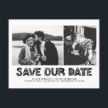 Black Scandinavian Photo Collage Save Our Date Announcement Postcard<br><div class="desc">Black and White Scandinavian Typography Photo Collage Save the Date Postcard | Announce your wedding date to family and friends with this customisable photo save the date postcard. It features black Scandinavian typography. Personalised by featuring two of your favourite photos.</div>
