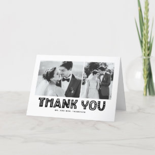 Black Scandinavian Photo Collage Wedding Thank You Card