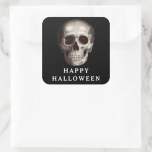 Black Scary Skull Adult Halloween  Square Sticker