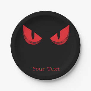 Black Scary Staring Red Eyes Paper Plate
