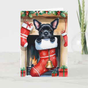 black Schipperke Dog Christmas Greeting Card