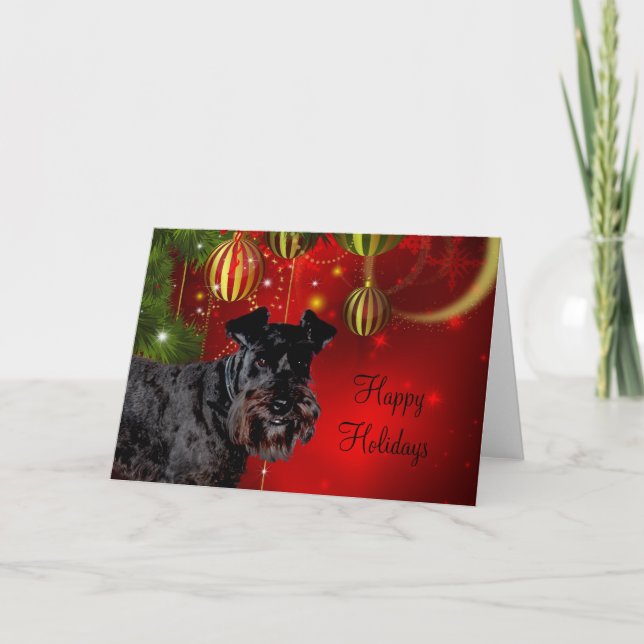 Black Schnauzer Christmas Holiday Card (Front)