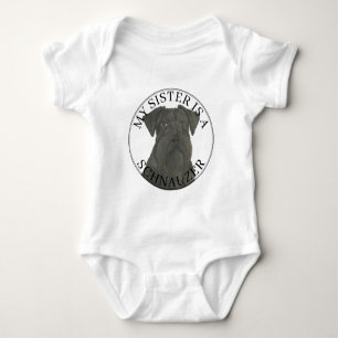 Black Schnauzer Dog Big Sister Baby Bodysuit
