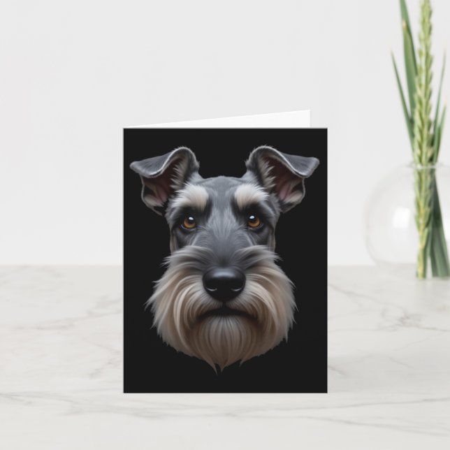 Black Schnauzer Dog Schnauzer Face  Card (Front)