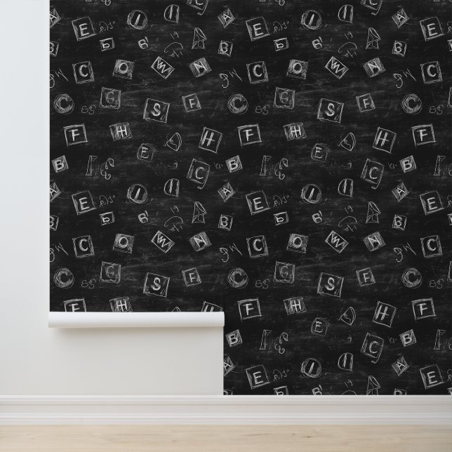 Black School Chalkboard White Letters In Squares Wallpaper (Application)