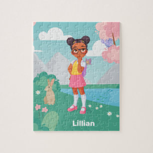 Black School Girl Personalized Jigsaw Puzzle
