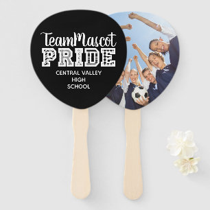 Black School Pride Mascot Name Hand Fan