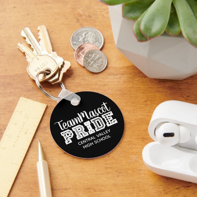Black School Pride Mascot Name Keychain (Desk)