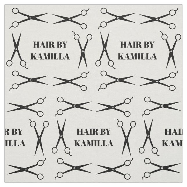 Black Scissor Frame Hair Stylist Add Name Fabric (Swatch)