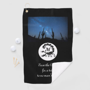 Black Scorpion Silhouette Monogram Photo Golf Towel