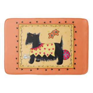 Black Scottie Dog Decorative Orange Yellow Custom Bath Mat