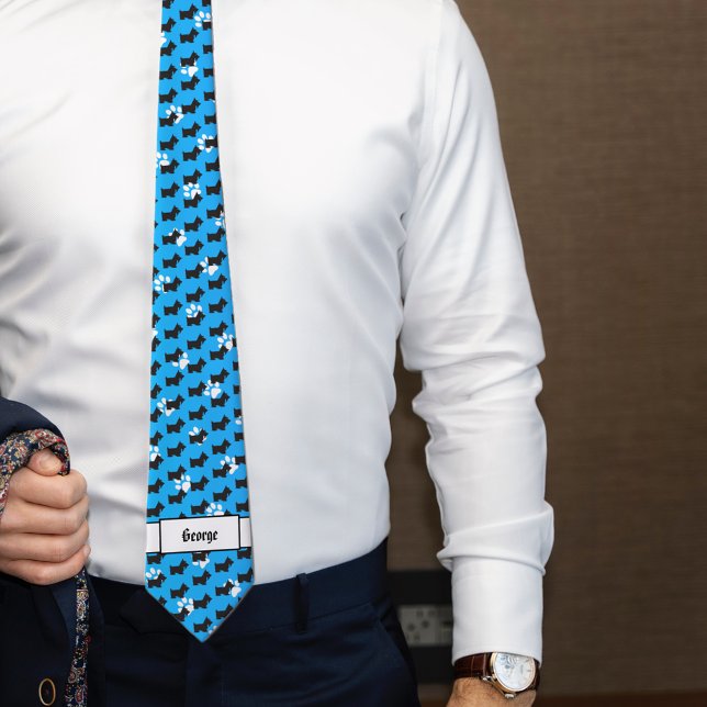 Black Scottie Dog Monogram Tie (Creator Uploaded)