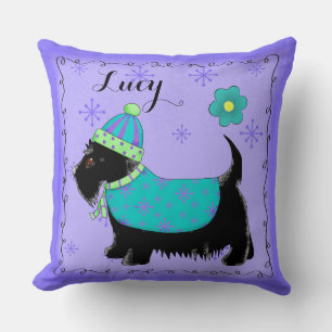 Black Scottie Dog Name Personalised Lavender Cushion