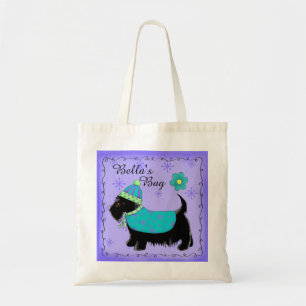 Black Scottie Terrier Dog Personalised Purple Tote Bag