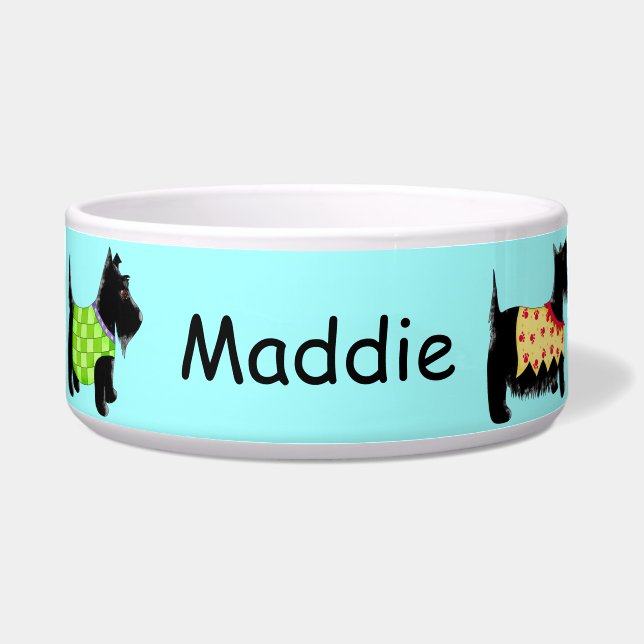 Black Scottie Terrier Dogs Name Personalised Blue (Front)