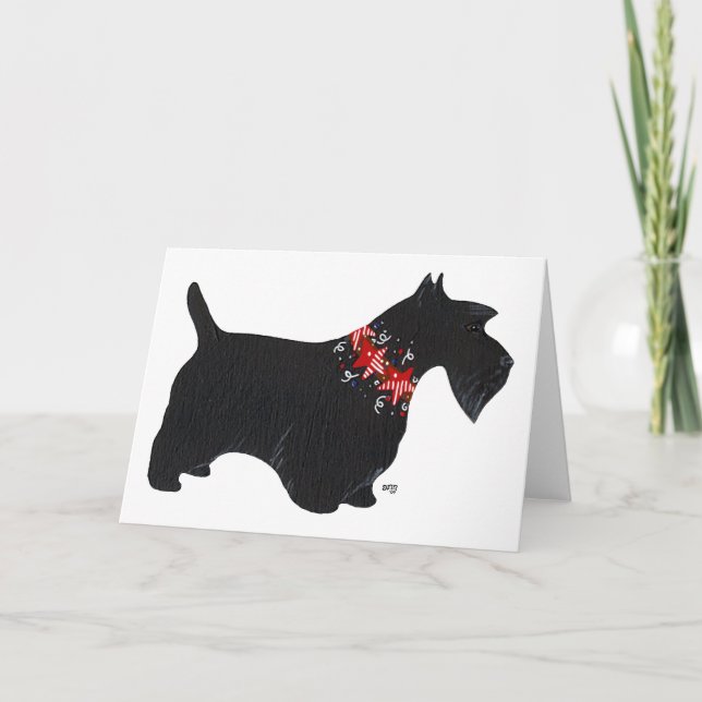 Black Scottish Terrier Holiday Collar Card (Front)